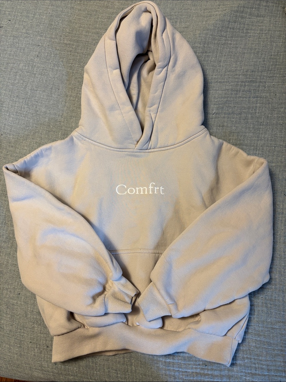 Comfort Embroidered Kids Hoodie - Cream
